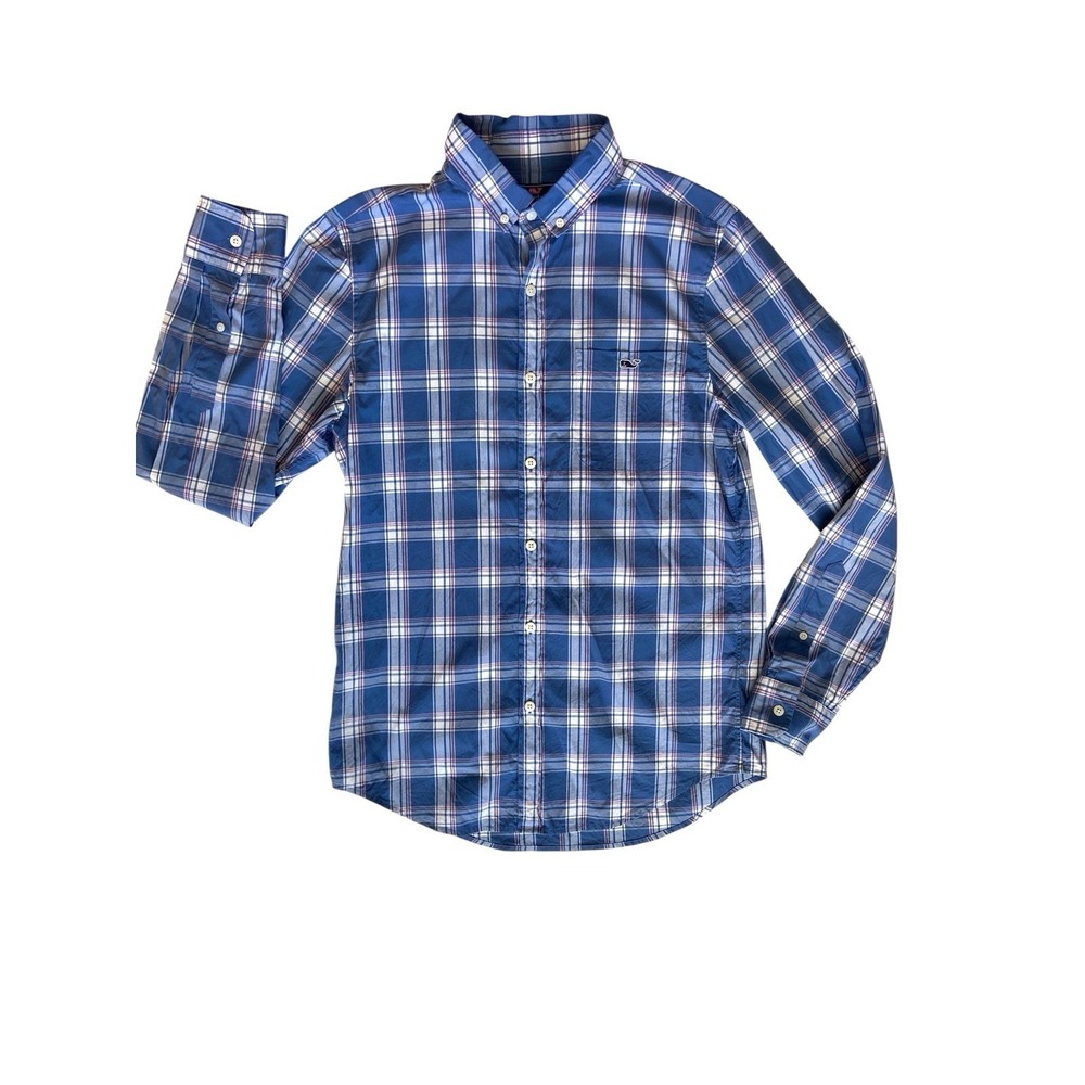 Vineyard Vines Slim Fit Tucker Shirt Mens Size S Blue Plaid Button Down Preppy